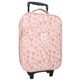 Valise a  roulettes - enfants -cœurs rose