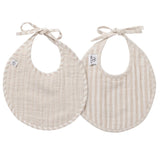 Lot de 2 bavoirs naissance rayé galet
