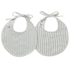 Lot de 2 bavoirs naissance rayé vert de gris