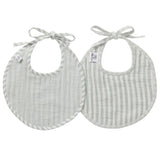 Lot de 2 bavoirs naissance rayé vert de gris