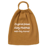 Serviette elastiquée "chez mamie" havane