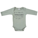 Body manches longues "Je suis tellement adorable" vert de gris - BB&Co