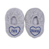 Chaussons velours brodé "Maman & Papa" gris chiné/bleu - BB&Co