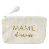 Trousse cadeau zippée "Mamie d'amour" gaze de coton - ivoire - BB&co