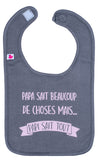 Bavoir "papi sait tout" anthracite/rose