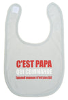 Bavoir "C’est papa qui commande" gris clair