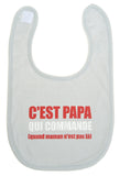 Bavoir "C’est papa qui commande" gris clair