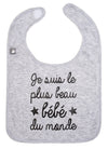 Bavoir "Je suis le plus beau bébé du monde" gris chiné