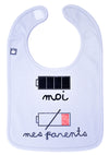 Bavoir "batteries" gris clair