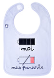 Bavoir "batteries" gris clair