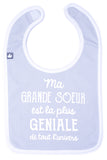 Bavoir "Ma grande sœur est la plus géniale" gris clair/blanc