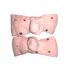 Lot 2 barrettes clic clac rose blush pois or