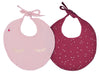 Lot de 2 bavoirs naissance en gaze de coton Girly Chic blush/prune pois or