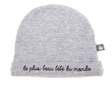 Bonnet "le plus beau bébé" gris chiné