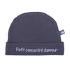 Bonnet doublé pur coton "Petit concentré d'amour" anthracite