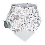 Bavoir-bandana avec embout de dentition panda blanc / gris