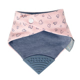 Bavoir-bandana avec embout de dentition coeurs roses