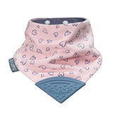 Bavoir-bandana avec embout de dentition coeurs roses