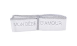 Lange en double gaze de coton gaufré blanc pois argent