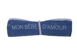 Lange en double gaze de coton gaufré bleu pois argent