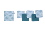 Lingettes lavables & pochette assortie imprimé palmiers / vert