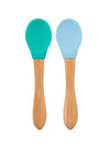 Lot 2 cuillères silicone & bambou Minikoioi - Bleu/Vert