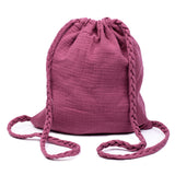 Sac à dos en gaze de coton avec bretelles tressées framboise