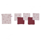 5 lingettes + pochette cerises /tomette